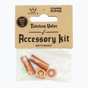 Vožtuvo dangtelis Peaty's X Chris King MK2 Tubeless Valves Accessory Kit mango