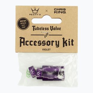 Vožtuvo dangtelis Peaty's X Chris King MK2 Tubeless Valves Accessory Kit violet