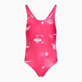 Vaikiškas vientisas maudymosi kostiumėlis Nike Hydrastrong Fastback rush pink