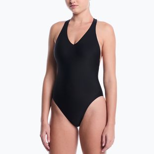 Moteriškas vientisas maudymosi kostiumėlis Nike Hydralock Luxe Sail Boat V-Neck black