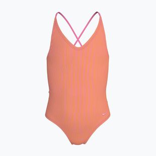 Vaikiškas vientisas maudymosi kostiumėlis Nike Ocean Bound Ripple Texture Lace Up pink glow