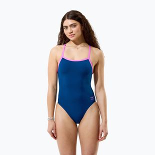 Moteriškas vientisas maudymosi kostiumėlis Speedo Solid Turnback denim teal