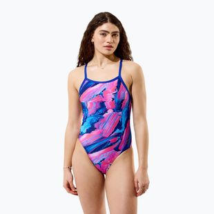 Moteriškas vientisas maudymosi kostiumėlis Speedo FL Printed Turnback brushy glitch/hope