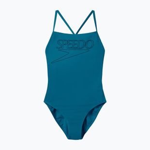 Moteriškas vienos dalies plaukimo kostiumėlis Speedo Endurance+ Logo Thin Strap teal abyss