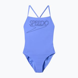 Moteriškas vientisas maudymosi kostiumėlis Speedo Endurance+ Logo Thin Strap mėnulio šviesos levandų spalvos