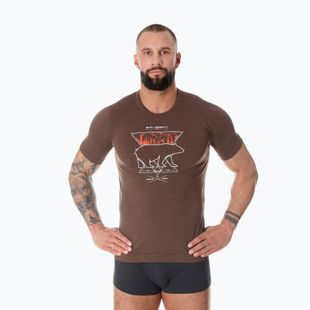 Vyriški termoaktyvūs marškinėliai Brubeck Outdoor Merino Wool Pro rudi/lokys 3