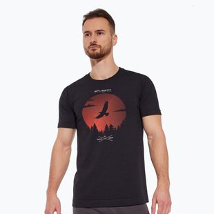 Vyriški termoaktyvūs marškinėliai Brubeck SS1265 Outdoor Wool Pro juodi