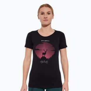 Moteriški termoaktyvūs marškinėliai Brubeck SS1272 Outdoor Wool Pro juodi