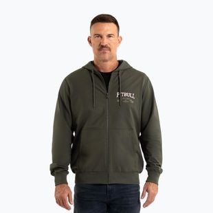 Vyriški Pitbull Troublemaker džemperiai su gobtuvu ir užtrauktuku senai žalia