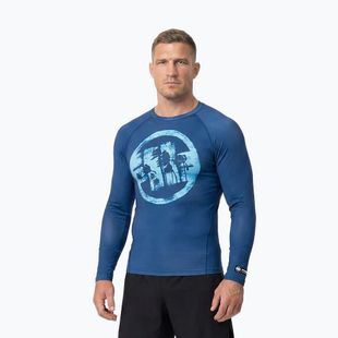 Vyriškas ilgomis rankovėmis rashguardas Pitbull Rashguard Logo Palms blue