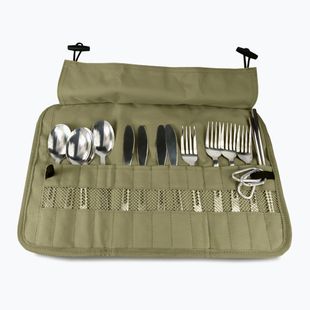 Stalo įrankių rinkinys OFFLANDER Camping Cutlery Set with Case green