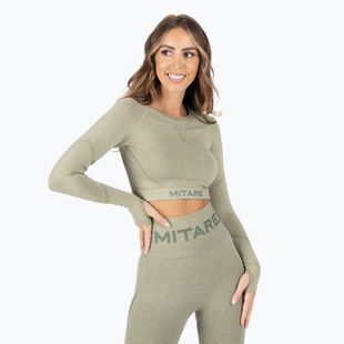 Moteriška treniruočių viršutinė dalis ilgomis rankovėmis MITARE Push Up Max Crop Top žalia K084