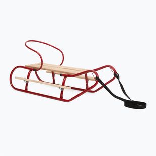 Metalinės rogės HUMBAKA with backrest and footrests red