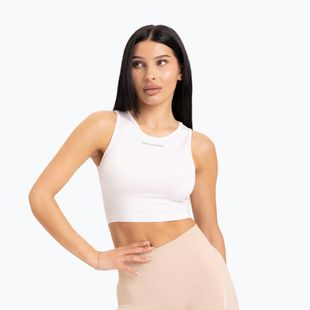 Moterų treniruočių viršutinė dalis Gym Glamour Tied White 441