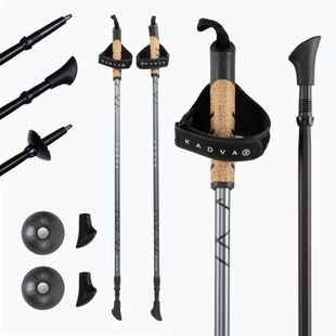 Reguliuojamos juodos spalvos KADVA Aruku nordic walking lazdos