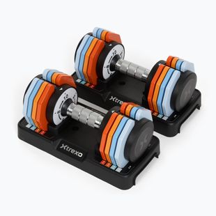 Reguliuojamų hantelių rinkinys XTREXO 2 x 10 kg multicolor