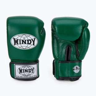 Bokso pirštinės WINDY Classic Genuine Leather green