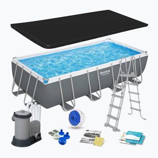 Karkasinis baseinas Bestway Power Steel Rectangular Pool Set 56465N 549 x 274 cm tamsiai pilkas
