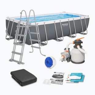 Karkasinis baseinas Bestway Power Steel Rectangular Pool Set 56466N 549 x 274 cm tamsiai pilkas