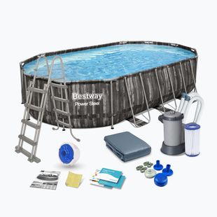 Karkasinis baseinas Bestway Power Steel Oval Pool Set 610 x 366 cm rudas