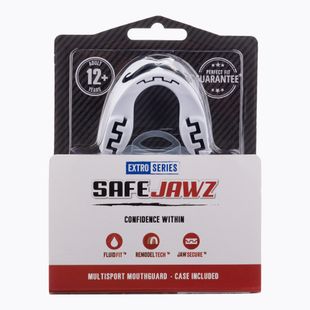 SAFEJAWZ Extro serijos žandikaulių apsauga juoda ir balta SJMOA