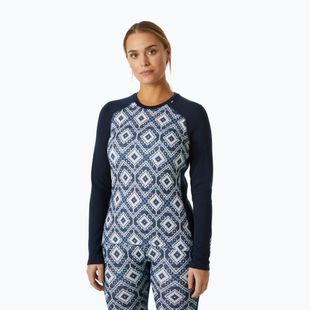 Moteriški termoaktyvūs marškinėliai Helly Hansen Lifa Merino Midweight Graphic Crew navy star pixel