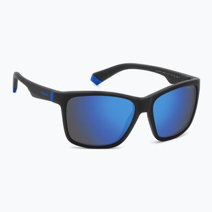 Vaikiški akiniai nuo saulės Polaroid PLD 8057/S matte black/blue mirror polarized