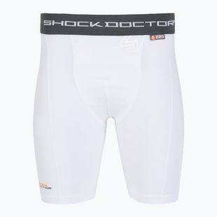 Kompresiniai šortai su tarpkojo apsauga Shock Doctor Compression biały