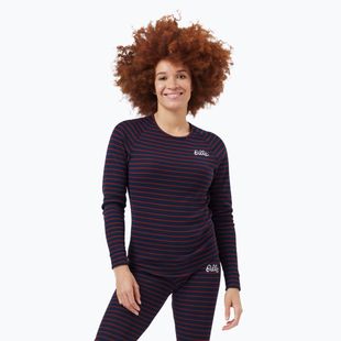 Moteriški termoaktyvūs marškinėliai ODLO Warm Originals Stripes Bl Top Crew Neck dark saphire