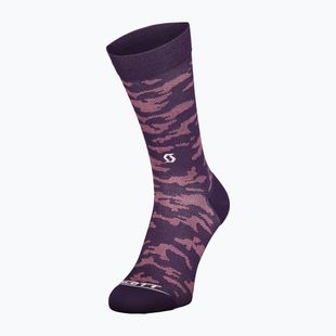 Kojinės SCOTT Trail Camo Crew dark purple/white
