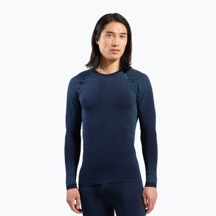 Vyriškas termoaktyvus džemperis ODLO Performance Warm Bl Top Crew Neck dark sapphire