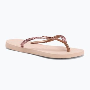 Moteriškos šlepetės per pirštą Havaianas Slim Glitter II ballet rose / golden blush