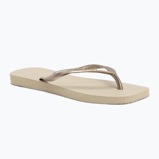 Moteriškos šlepetės per pirštą Havaianas Slim Square sand grey