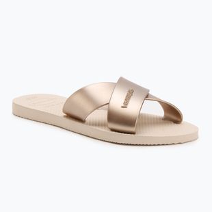 Moteriškos šlepetės Havaianas Aqua Metallic beige