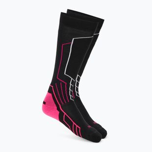 Moteriškos slidinėjimo kojinės Mico Medium Weight Warm Control Ski black/fluorescent fuchsia