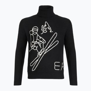 Vyriškas megztinis EA7 Emporio Armani Mountain Apres Ski Embroidery Knitted black / bianco emb