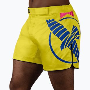 Vyriški treniruočių šortai Hayabusa Icon Mid-Thigh MMA yellow/blue