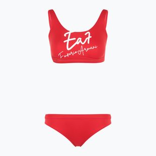 Moteriškas dviejų dalių maudymosi kostiumėlis EA7 Emporio Armani Maxi Logo Bikini Top racing red