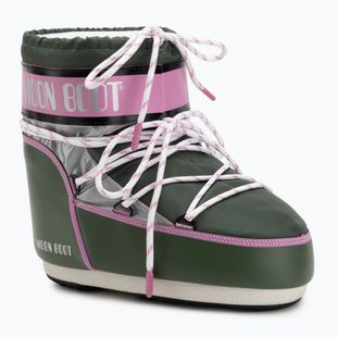 Moteriški sniego batai Moon Boot Icon Low Space Racing forest green/silver/pink