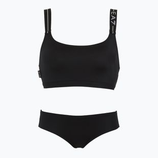 Moteriškas dviejų dalių maudymosi kostiumėlis EA7 Emporio Armani Logo Tape Bikini Top black