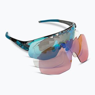 Tifosi Sledge Lite Clarion crystal smoke/clarion blue/ac red/clear dviratininkų akiniai