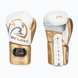 Bokso pirštinės Rival RS100 Professional white/gold