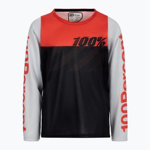 Vaikiška dviratininkų apranga ilgomis rankovėmis 100% R-Core black/racer red