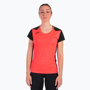 Moteriški bėgimo marškinėliai Joma Record II fluor coral/black