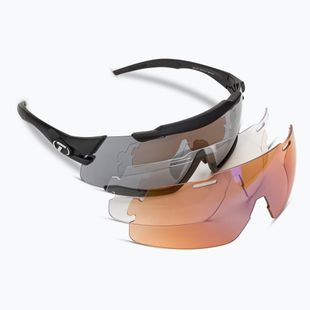 Tifosi Aethon 3 matiniai juodi/dūminiai/ak raudoni/skaidrūs dviratininkų akiniai