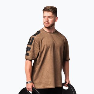 Vyriški treniruočių marškinėliai NEBBIA Washed-Off Lifting Club light brown