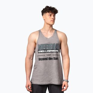 Vyriškas treniruočių tank topas NEBBIA Washed-Off Stringer Max Out light grey