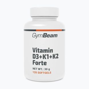 Vitaminai D+K GymBeam Vitaminas D3+K1+K2 Forte 120 kapsulių