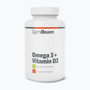 Riebalų rūgštys + vitaminas D3 maisto papildas GymBeam Omega 3 + D3 90 kapsułek