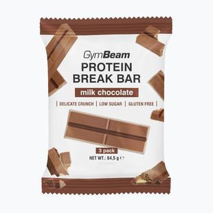 Baltyminis batonėlis GymBeam Break Bar 3pack 64,5 g milk chocolate